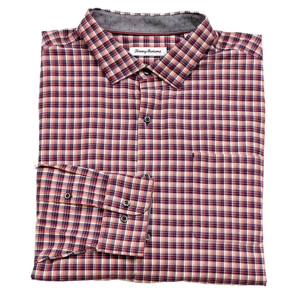Tommy Bahama Lindi Check Plaid Woven Shirt Men’s Small Red Sail Long Sleeve